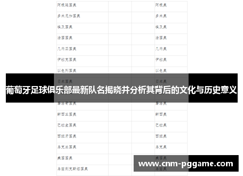葡萄牙足球俱乐部最新队名揭晓并分析其背后的文化与历史意义 葡萄牙足球俱乐部最新队名揭晓并分析其背后的文化与历史意义